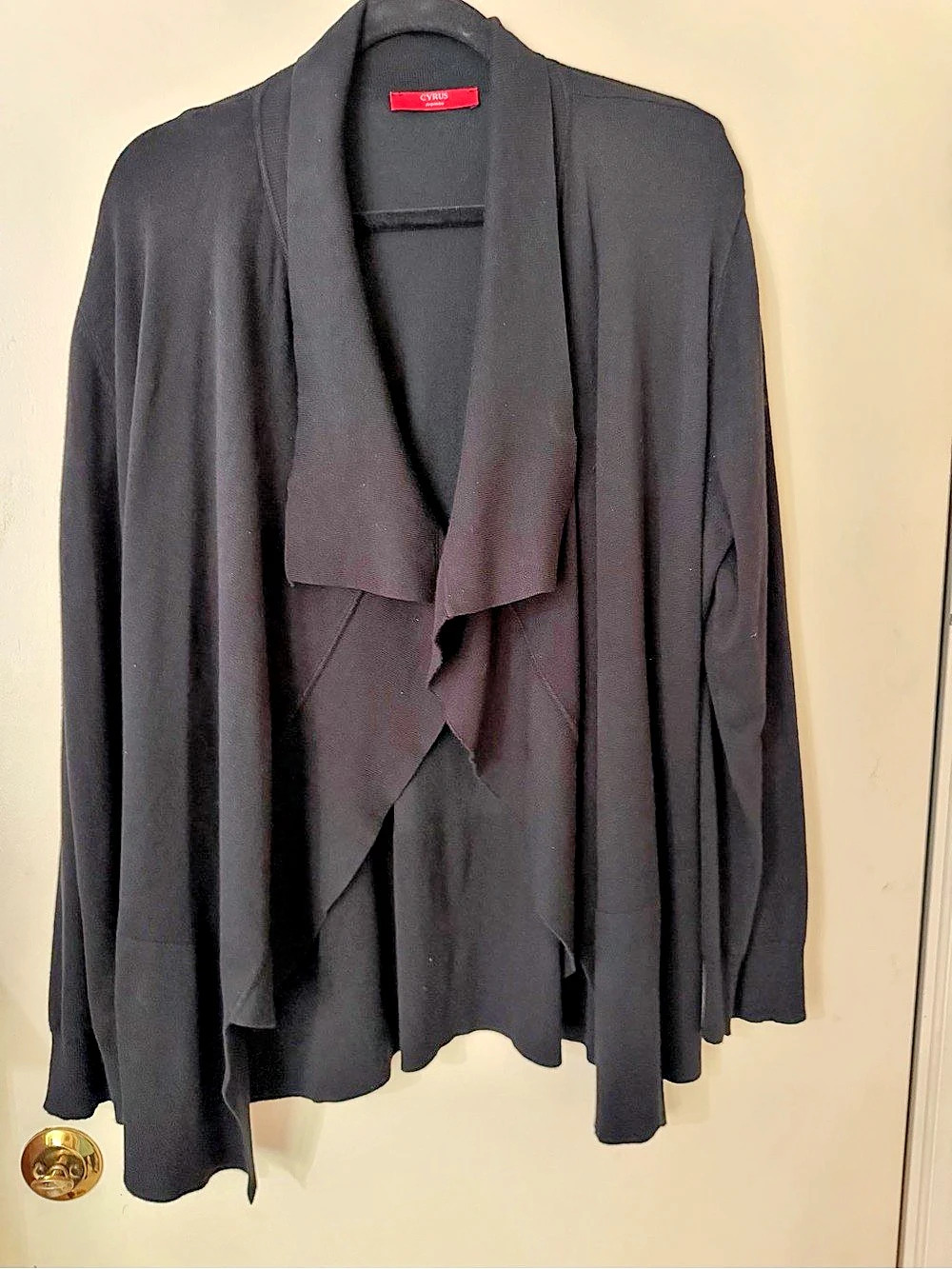Cyrus Black Draped Open Front Cape